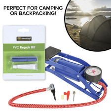 Airbed Foot Pump & PVC Puncture Repair Kit Perfect for Camping, Outdoor & Travel