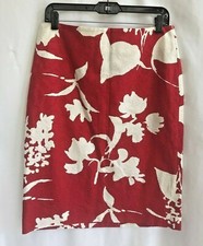 -TALBOTS Red Floral Jacquard Straight Pencil Skirt Size 8 NWT 109