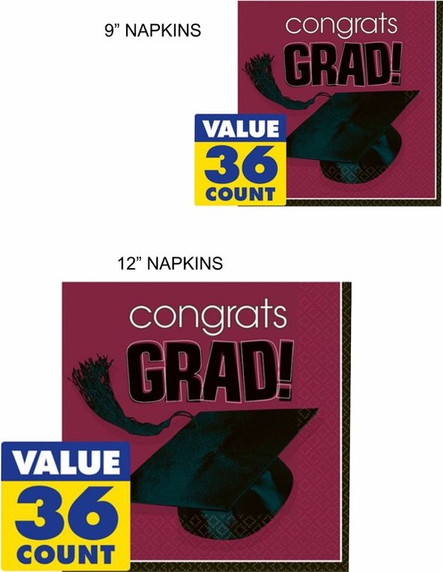Graduation Party Supply RED CONGRATS GRAD NAPKINS 12 or 9 inch 36 pcs 5-4c