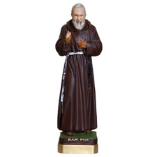 Statua di San Padre Pio da Pietrelcina in resina piena con occhi dipinti 30 cm