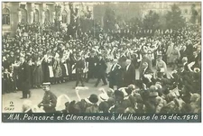 68 . n°37930.mulhouse.poincaré et clemenceau on 10/12/1918.photo card