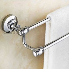 EURO Fashion Chrome Double Bar Rowel Rack Wall Mount Bath Shower Towel Holder