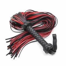  Leather Flirting Tassels Whip Knitted Handle Role Play Flogger Queen Game 