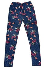 Lularoe Halloween Witch Flying Broom OS One-Size Blue Purple Leggings Pants