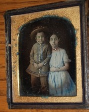 1/6th plate daguerreotype - Young boy and girl - tinted - ethnic