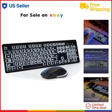 Wireless Keyboard and Mouse Set Large Print Backlit 2.4G Compatible for Seniors