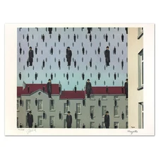 Rene Magritte- Lithograph "Golconda"