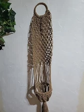 BOHO Macrame Jute Plant Holder   LARGE  5' L x 12" W Brown