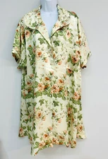Intimate Pleasure Nightgown Robe Short Sleeves Button Boho Cottage Floral 22/24