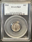 1964 Proof Roosevelt SILVER Dime PCGS PF69