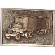 Truck Trucker Semi Driver Tractor Trailer Collectible 1970s Vintage Belt Buckle
