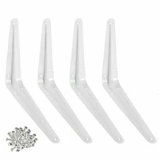 4x White Metal 6" X 8" Wall Corner Angle Shelving Shelf Brackets 4 Pcs 6x8 inch