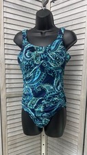 Lands  End 10P One Piece Swimsuit Underwire Tummy Control Paisley NWOT