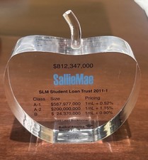 SallieMae Lucite Wall Street Paper Weight Tombstone Bank of America Merrill 2010