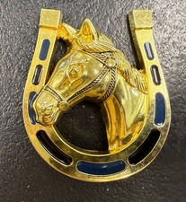 Lucky Horseshoe Belt Buckle Gold Finish with Equestrian Charm