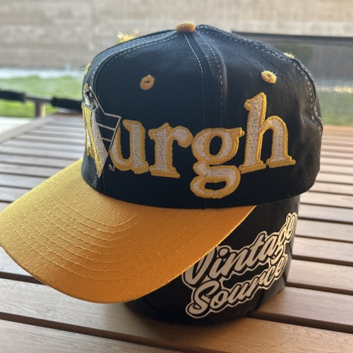 Vintage 90s Pittsburgh Penguins Logo 7 NHL Snapback Hat Cap Big Spellout - Picture 2 of 12