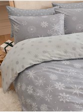 Grey Snowflake Brushed Cotton Duvet Set Single – Winter Bedding Brushed cotton