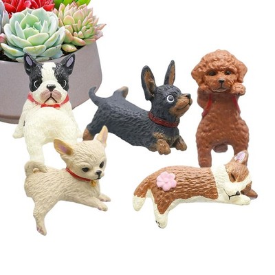 5PCS Mini Dog Figurines Computer Monitor Car Dashboard Decor For Dog Lovers