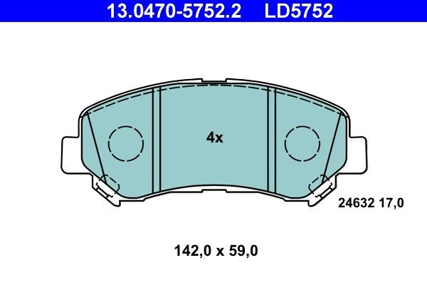 Bremsbelagsatz Scheibenbremse Ate 13.0470-5752.2 (1Satz-1Stk)-image