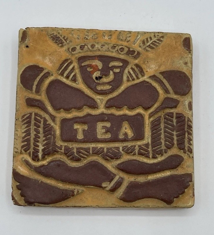 Mercer Moravian Red-ware  Pottery  “Tea” Tile From Bucks County PA 2000 Signed