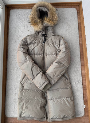 Parajumpers Long Bear Parka Women's Beige Hooded Down Fur Coat Jacket Size M