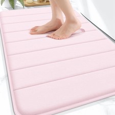 OLANLY Memory Foam Bath Mat 30x20, Super Soft Absorbent 30" X 20", Pink