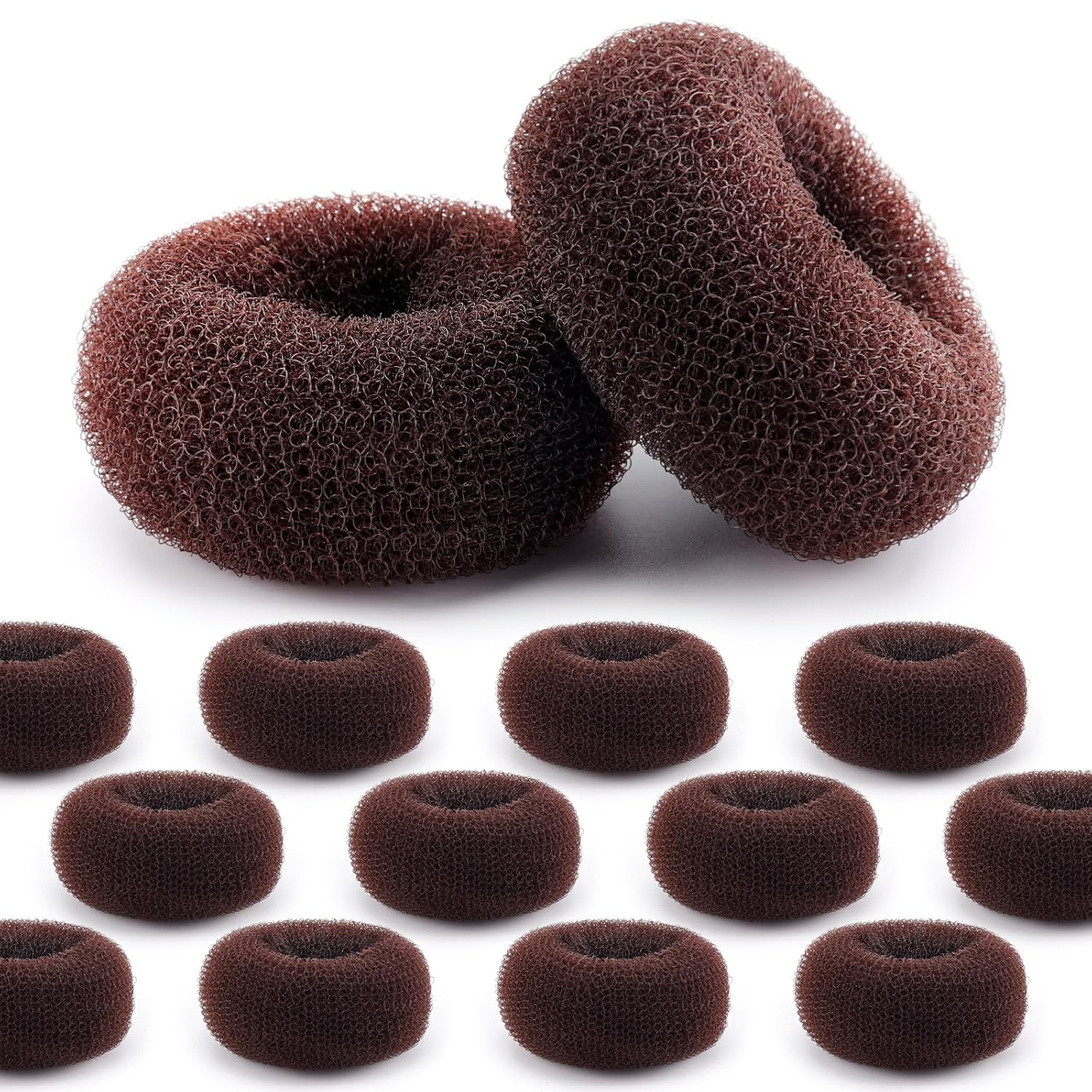 HOFASON Hair Bun Maker Donut 12 Pcs, Medium Sock Brown-12Pcs-Size M 