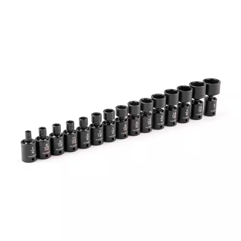 3/8 In. Drive 6-Point Universal Joint Impact Socket Set, 15-Piece (1/4-1 In. )