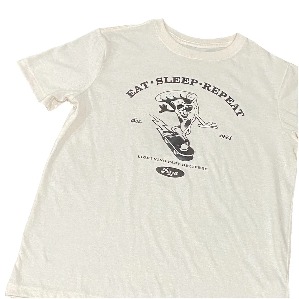 Camiseta Old Navy Boys Pizza Eat Sleep Repeat para niños talla grande (10-12) camiseta gráfica Foto 4 de 4