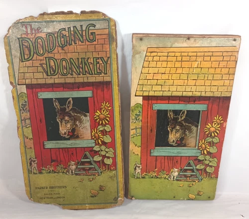 Vtg Parker Brothers THE DODGING DONKEY Antique Target Toy Board Game