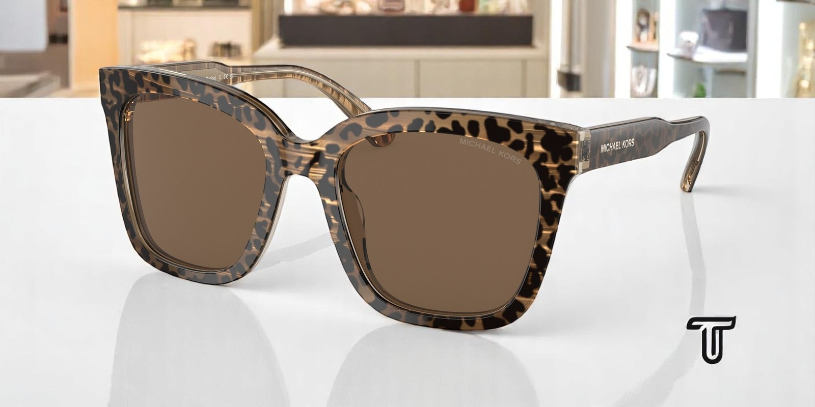 MICHAEL KORS MK2163 391773 San Marino Brown Leopard Solid 52 Women&apos;s Sunglasses