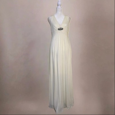 BCBG White Crystal Jewel Sleeveless Evening Wedding Formal Gown Maxi Dress
