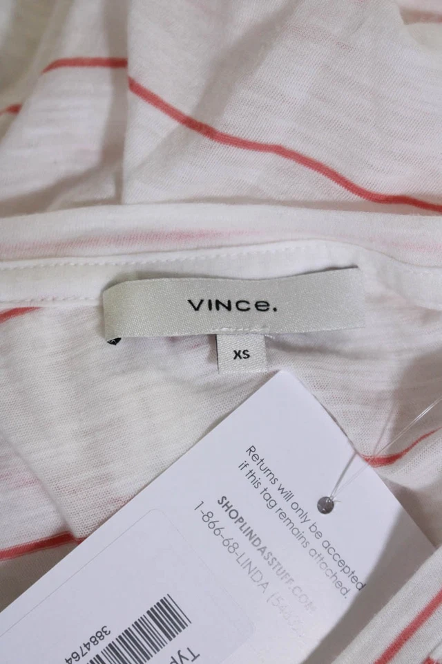 Camiseta sin mangas Vince para mujer de algodón con cuello redondo a rayas blanca talla XS Foto 4 de 4