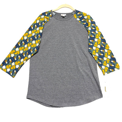LuLaRoe Randy Disney Women Large Gray Donald Duck Raglan Baseball Tee NWT