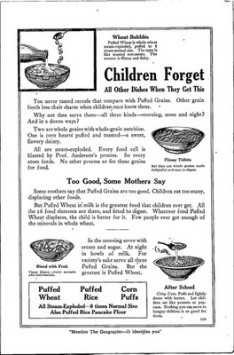 1920 Quaker Oats Puffed Wheat Cereal Antique Print Ad Food Ephemera