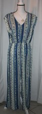 Forever 21® Maxi Dress Blue Teal White Crinkle New w/tags Elastic Waist Size XL