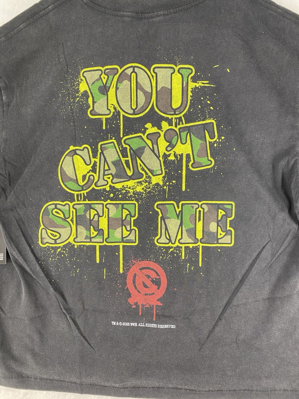 John Cena Shirt Adult Large Washed Black Bulldog Boxy Graphic WWE NEW $40