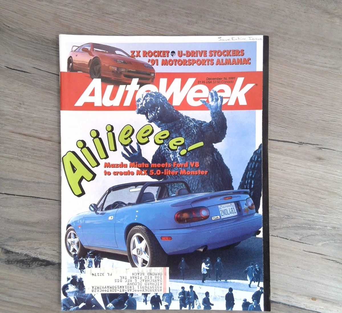 AutoWeek Magazine Dec 1991 Mazda Miata Ford V8 Godzilla