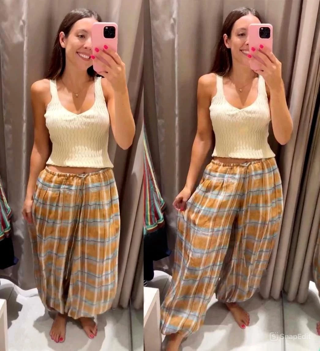 WOMAN MID-RISE COLL RAMIE CHECK BALLOON PANTS ORANGE SR 8369 UNBRANDED
Opens in a new window or tab