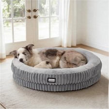 Large Donut Dog Bed 36" Washable Plush Orthopedic Calming Bed for Pets