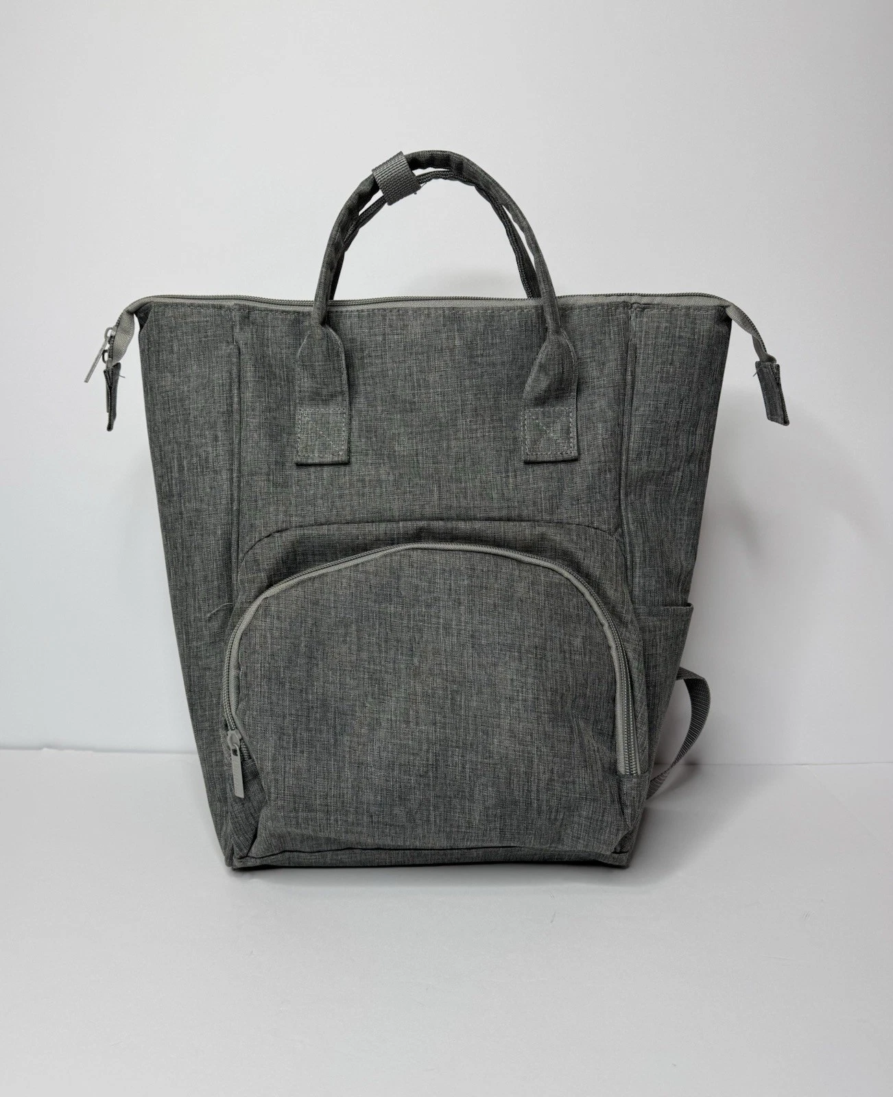 Gray Diaper Bag Backpack Tote w Changing Pad Large Baby Travel Bag NWOT
