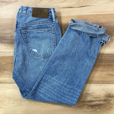 Todd Snyder Jeans Mens 32x30 Heritage Selvedge Cotton Straight Blue Distressed
