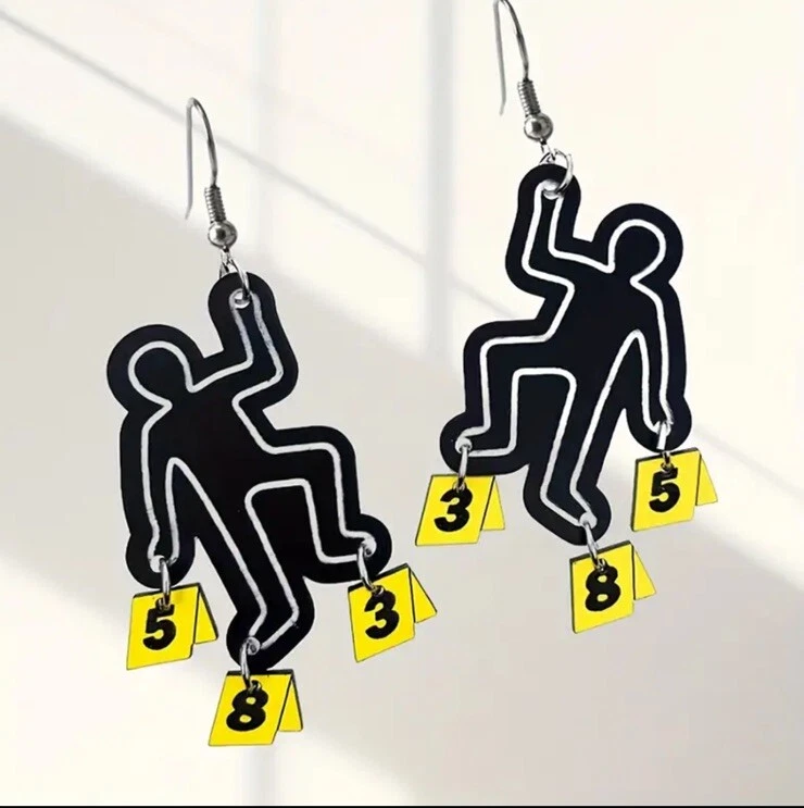 Pendientes contorno de tiza escena del crimen  Foto 2 de 3