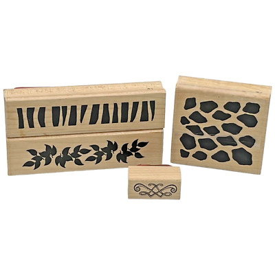 LOT of 4 Rubber Stamps 3 by Validated 1 unbranded Animal Print Fora Scroll