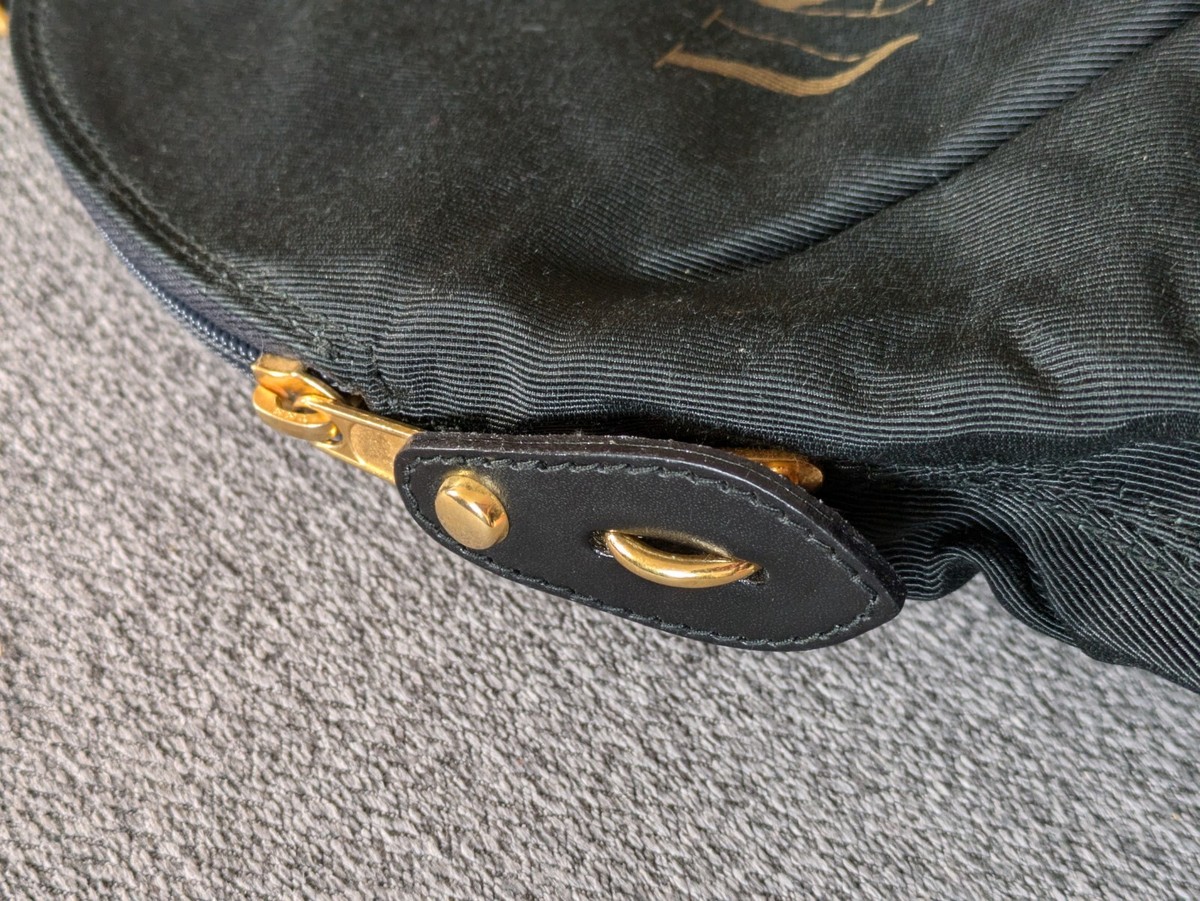 Vintage VALENTINO Garavani Chain Tote Dome Bag Canvas Black Rare