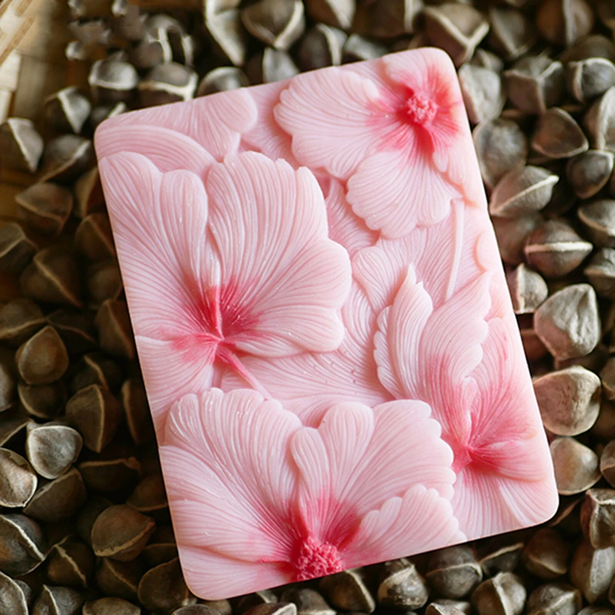 Hibiscus Flower Soap Molds Silicone Rectangle DIY Mould for Soap Making