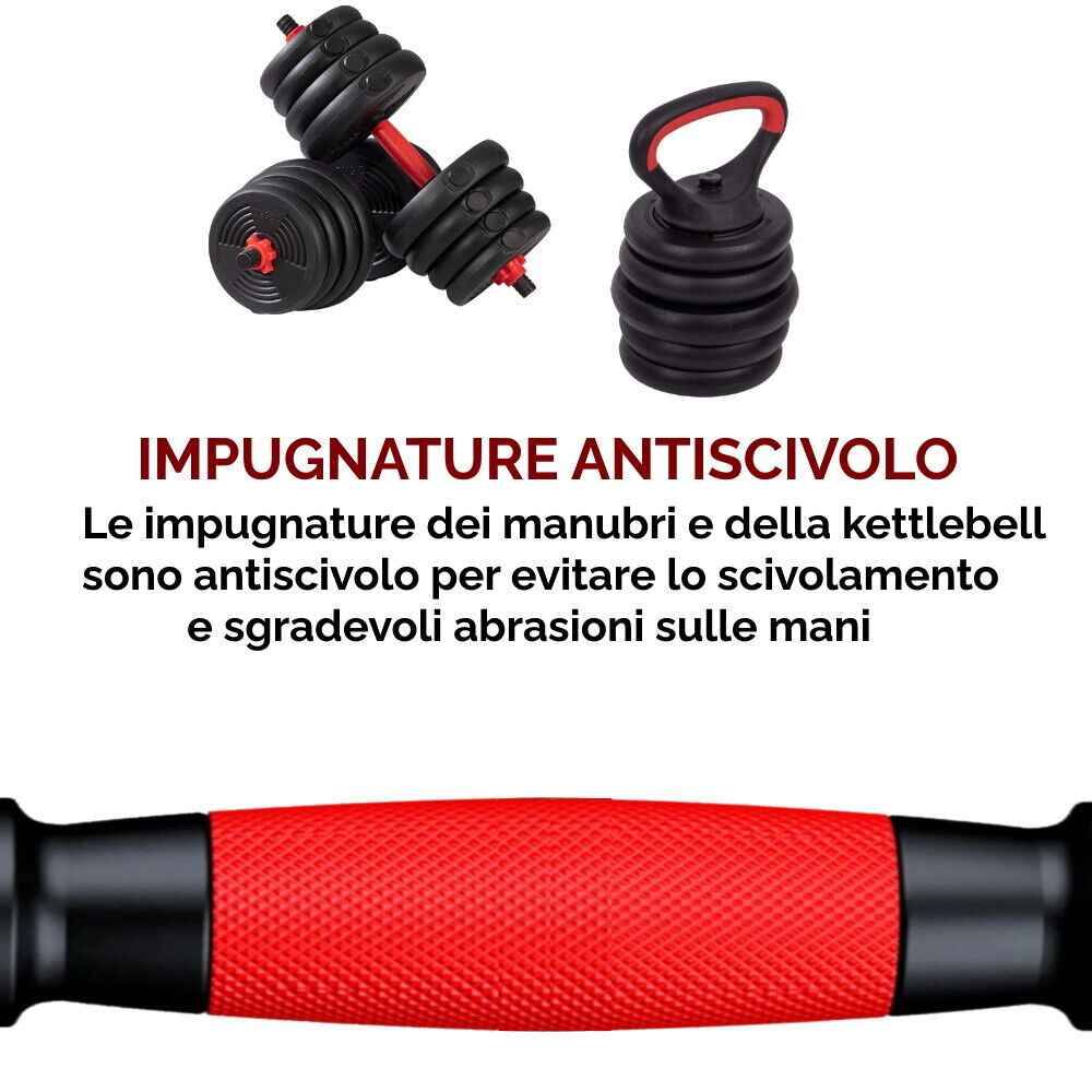 SET MANUBRI PALESTRA REGOLABILI VARI PESI DISPONIBILI CON DISCHI BILANCIERE GYM - Zdjęcie 4 z 15