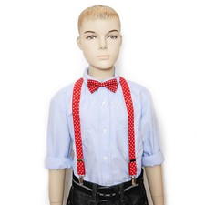 Red Polka dot bowtie  suspender set for Baby Toddler Kids Boys Girls U.S SELLER