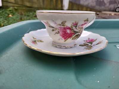 Vintage Moss Rose China Cup and Saucer | eBay