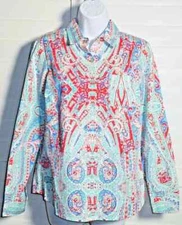 Jones New York Signature Petite Paisley Print Career Top Blouse Size PM NWOT